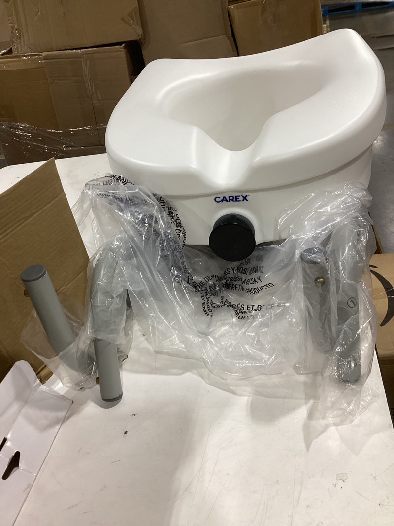 Condition photo showing Good Condition for carex e-z lock toilet seat and safety frame combo pack, 5-inch height lift seat riser for elderly and handicap, commode chair for elderly - fits and locks to round or elongated toilets