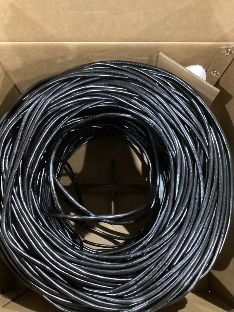 Condition photo showing Good Condition for NewYork Cables | CAT6 Ethernet Cable 1000ft | Bulk Riser (CMR) 23AWG, UTP 4 Pairs, 550MHz 10Gbps High-Speed LAN Cable for Streaming, Gaming, Home, Office | Easy Pull Box | Black Black Solid Conductors