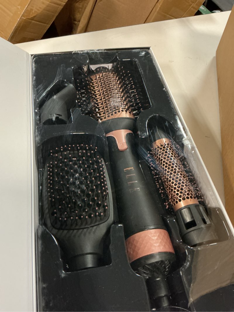 Condition photo showing Good Condition for elle premiere hair dryer brush and volumizer, 4-in-1 blower brush for frizz control and styling, tangle-free 360 degree swivel cord with ionic technology and ceramic coating protection for shiny hair