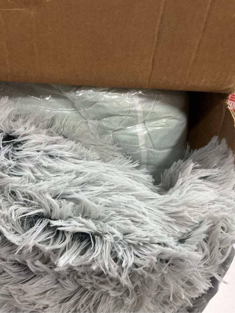 Condition photo showing Good Condition for furhaven 45" calming donut dog bed for large dogs, round plush donut with soft filling for snuggling comfort, removable washable cover, jumbo xl, shaggy faux fur, mist gray jumbo mist gray