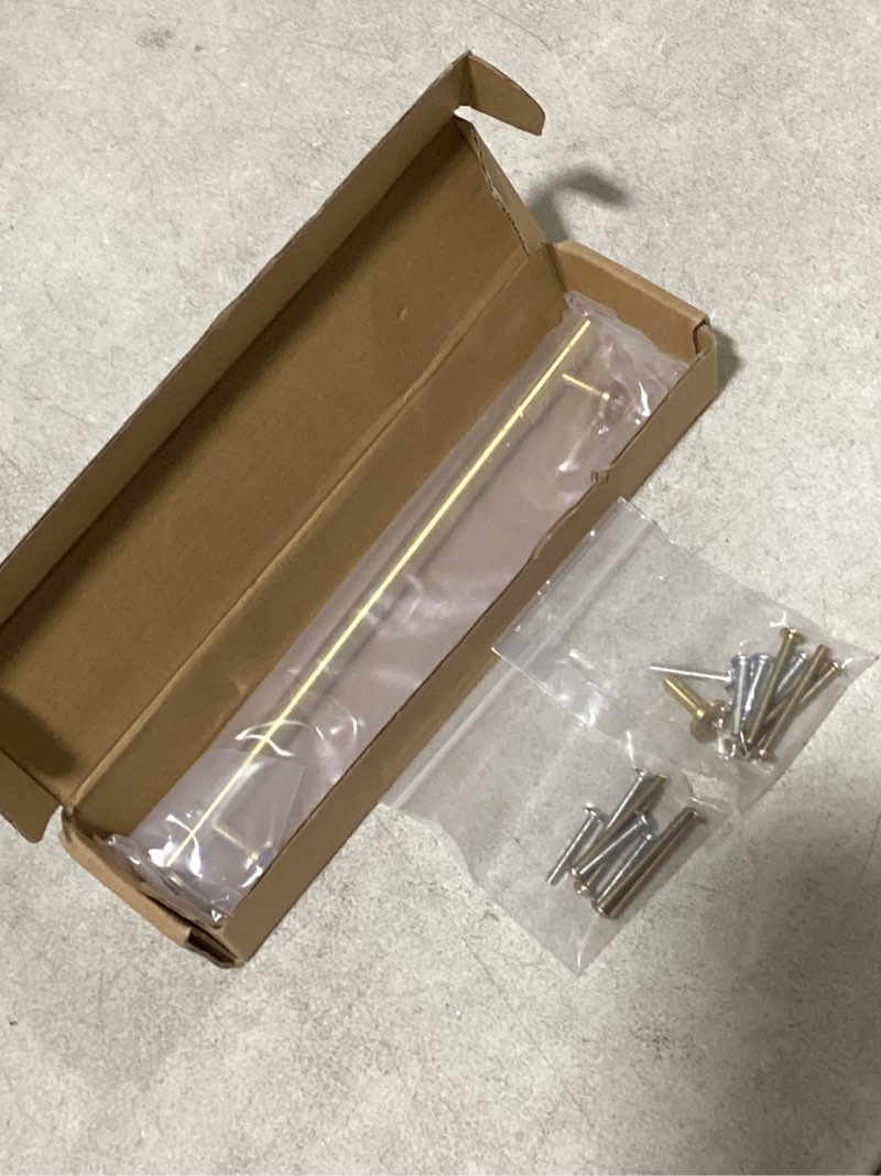 Condition photo showing As Is for rzdeal 2pcs solid brass gold cabinet pulls, 7-9/16-inch hole centers for kitchen cupboard handles modern drawer dresser pulls bathroom brushed brass cabinet pulls wardrobe door handles 7-9/16 inch gold 2
