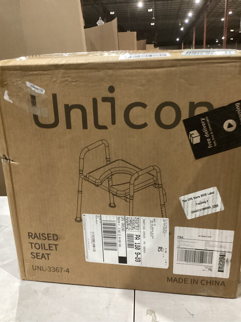 Condition photo showing New/Like New for Raised Toilet Seat with Handles, Toilet Seat Risers for Seniors Width and Height Adjustable Raised Toilet Seat with Handles for Elderly 350 Pound