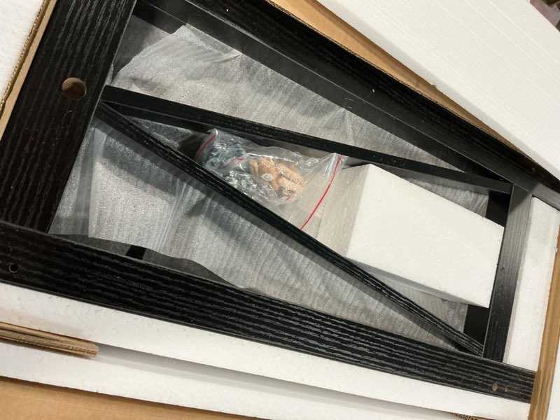 Condition photo showing Good Condition for ChooChoo Farmhouse End Table, Narrow Side Table, Slim End Table with Storage Shelf for Small Spaces, Rustic Nightstand, for Living Room, Bedroom Black Vintage Black 1 Pack