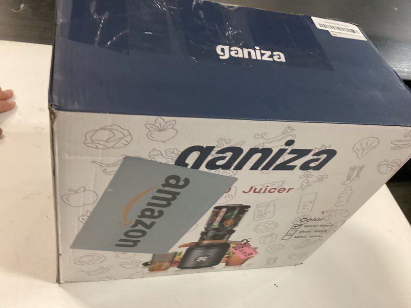 Condition photo showing New/Like New for Ganiza Juicer Machines, Slow Masticating Juicers with Large Feed Chute for Whole Fruits & Vegetables, Cold Press Juicer with 3 Replace Filters for Batch Juicing, Easy to Clean, BPA Free(Silver) Black Silver