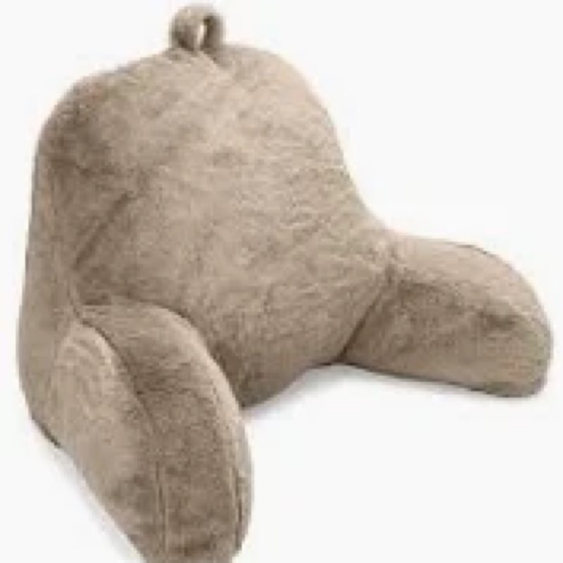 A Nice Night Faux Fur Reading Pillow Bed Wedge Large Adult Children Backrest with Arms Back Support for Sitting Up in Bed / Couch for Bedrest,Khaki