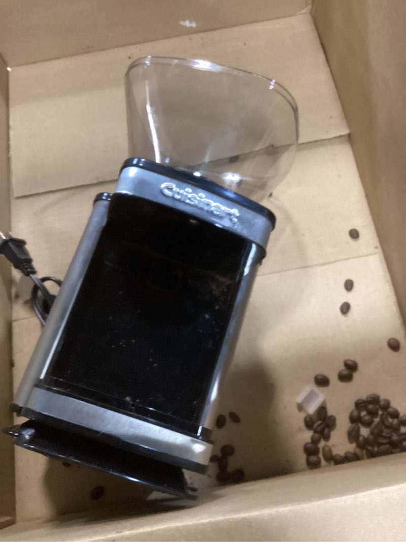 Condition photo showing As Is for Cuisinart Coffee Grinder, Electric One-Touch Automatic Burr Coffee Grinder with 18-Position Grind Selector, Cup Size Selector for 4 – 18 Cups, DBM-8P1, Black Stainless Burr Mill Stainless Steel