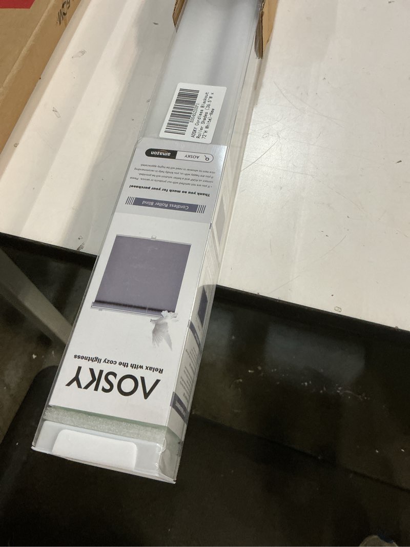 Condition photo showing Good Condition for aosky cordless roller shades blackout blinds for windows room darkening rolled up shades with spring system, uv protection window shades door blinds for home and office (36.5" w x 72" h, white) 36.5"w x 72"h white