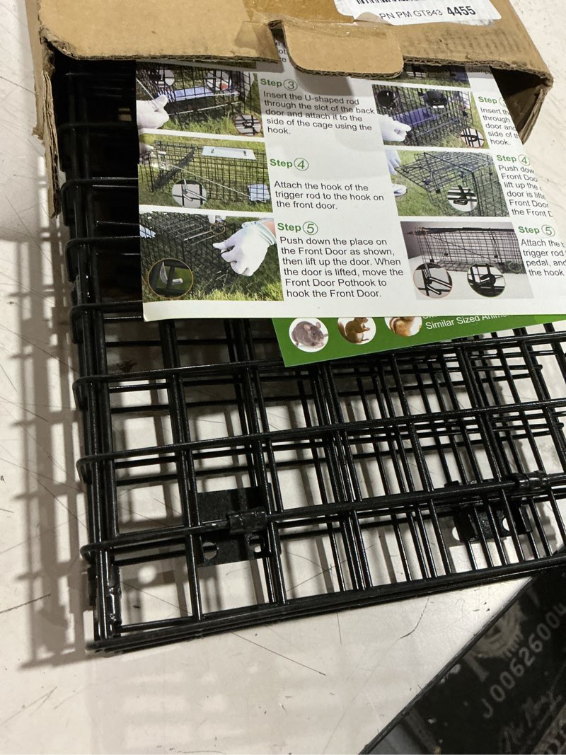 Condition photo showing Good Condition for vasalaid live animal trap cage, 24 x 7 x 8 inch catch and release, foldable humane live trap cage indoor & outdoor for stray cats, rabbits, squirrels, groundhogs, woodchucks 24“ x 8” x 7“