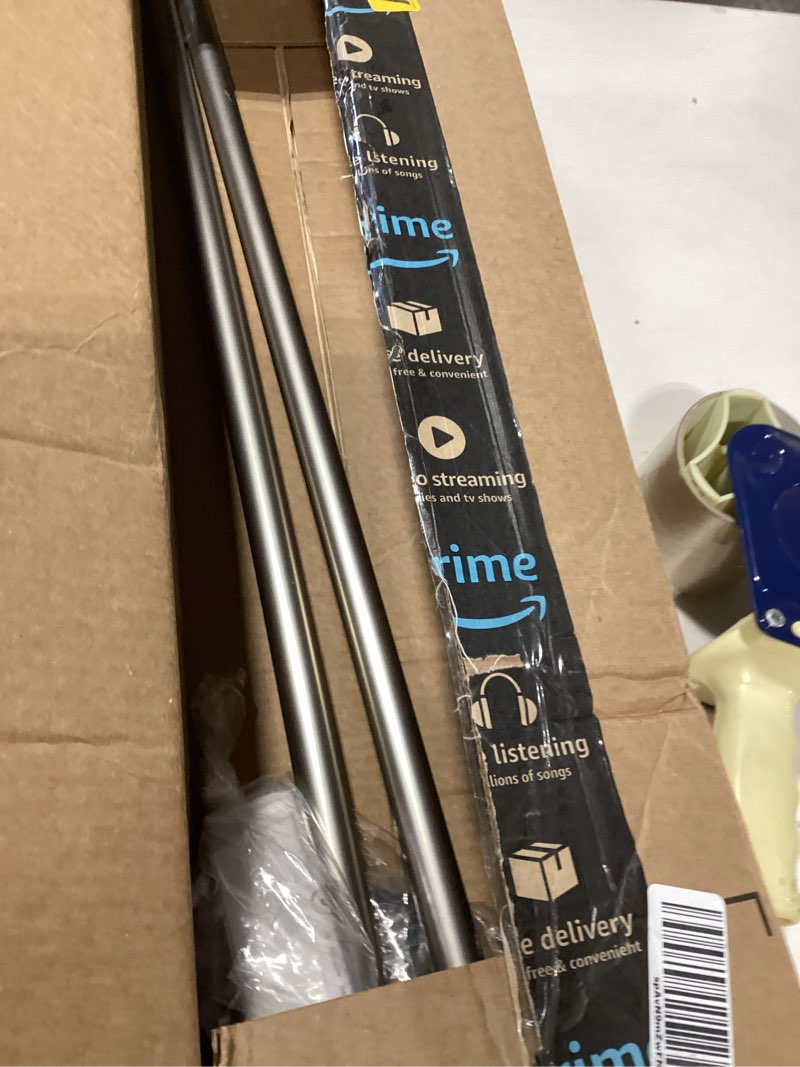 Condition photo showing As Is for rod desyne - corner-285 13/16" corner curtain rod, 28-48 inch, satin nickel 28-48 inch satin nickel