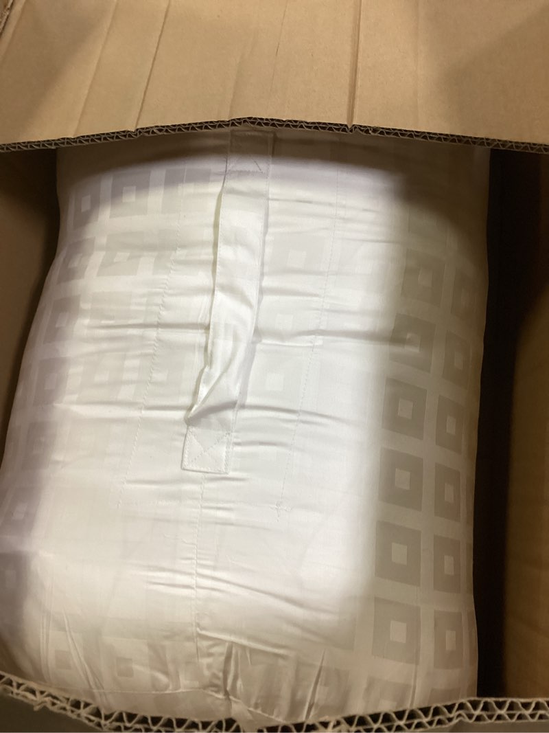 Condition photo showing Good Condition for Three Geese King Size Pinch Pleat Duck Feather Down Fiber Comforter - All-Season Down Duvet Insert Fluffy Baffle Box Design with 8 Corner Loops for Warmth and Softness. King:106x90inches Soft White