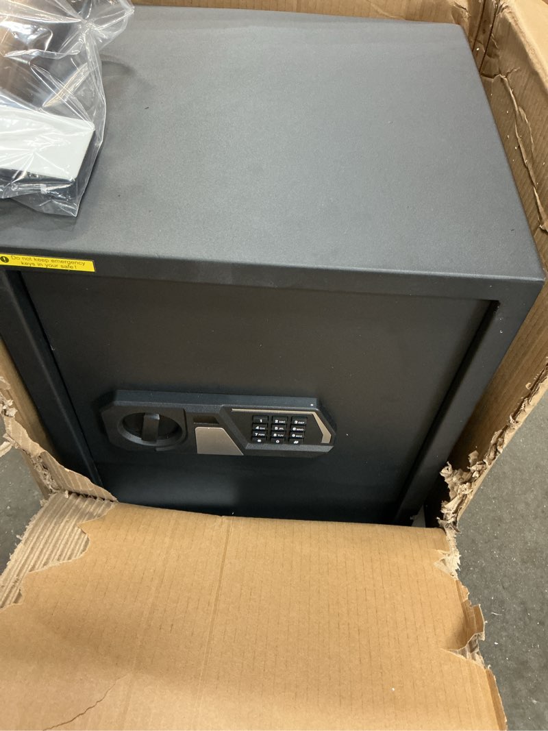 Condition photo showing Good Condition for tenamic fireproof safe box 2.2 cuft electronic digital security box, keypad large lock box cabinet safes with internal light, solid alloy steel office hotel home safe with 2 passwords, black