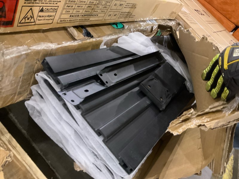 Condition photo showing As Is for FRAYSCENT Slatwall Panel Garage Slat Wall Storage Systems with 15 Slatwall Accessories, 4'x8' Black 