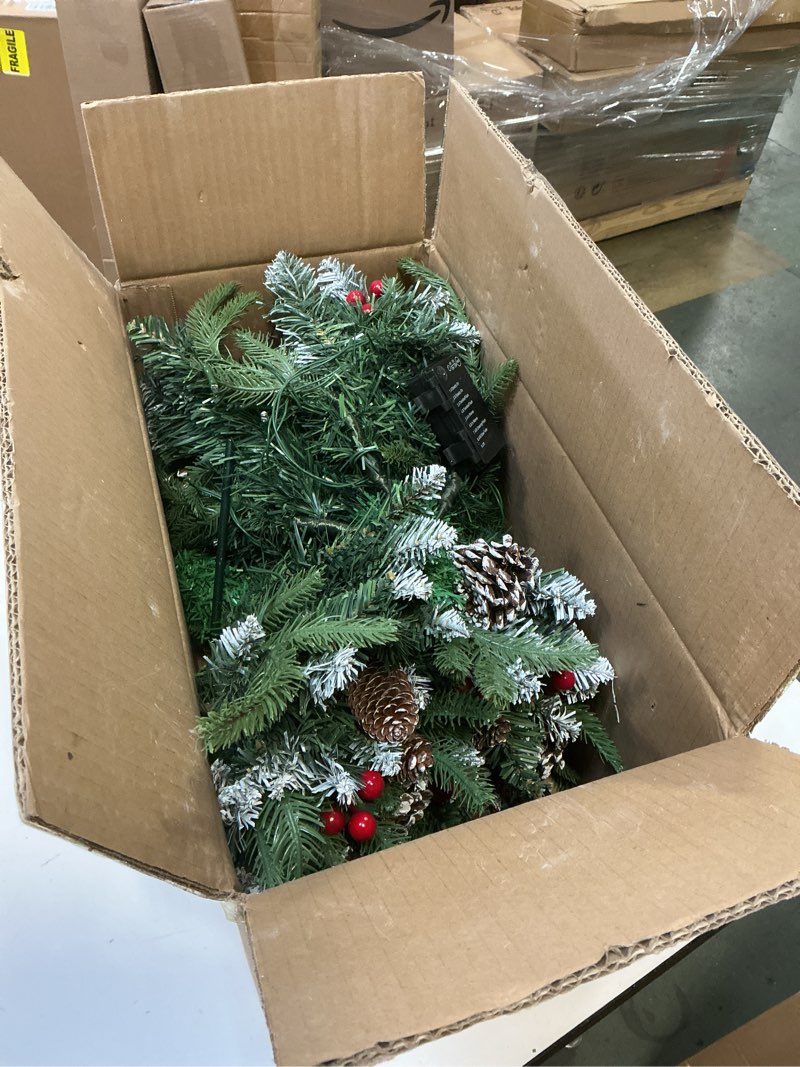 Condition photo showing New/Like New for Set of 2 Christmas Planter/Urn Fillers Outdoor Front Porch, Artificial Prelit Christmas Tree, Holiday Pot Fillers with Multi-Color Lights, Outdoor Christmas Decorations Yard