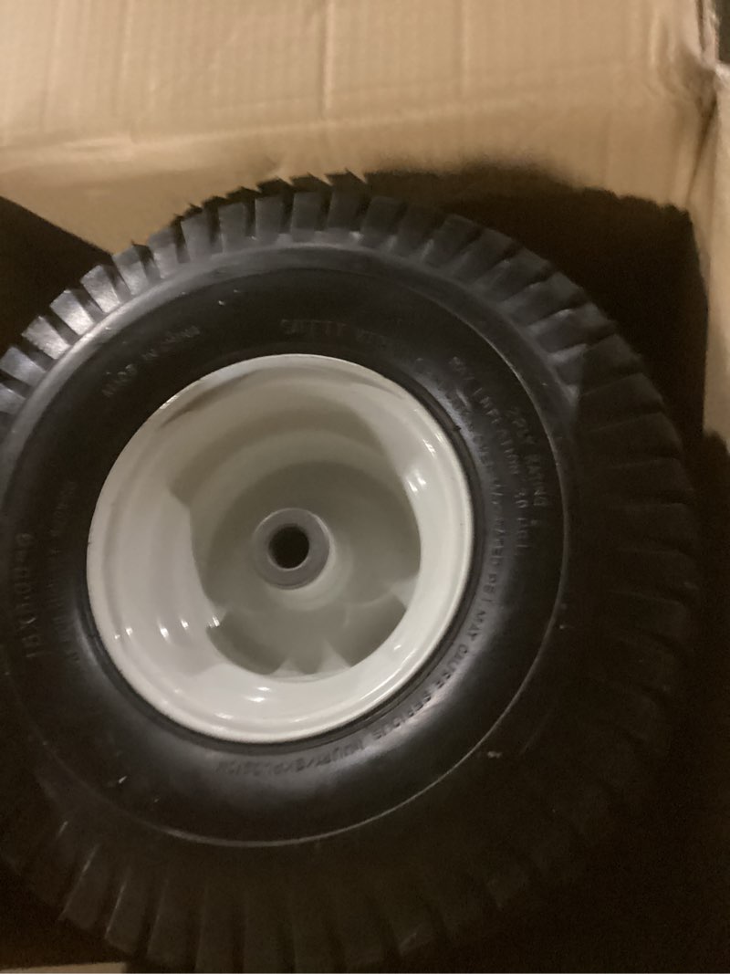 Condition photo showing Good Condition for parts camp 15x6.00-6nhs lawn mower tires and wheels with 3/4" bushing and 3" centered hub, rubber pneumatic tire for husqvarna craftsman riding mowers (2 packs)