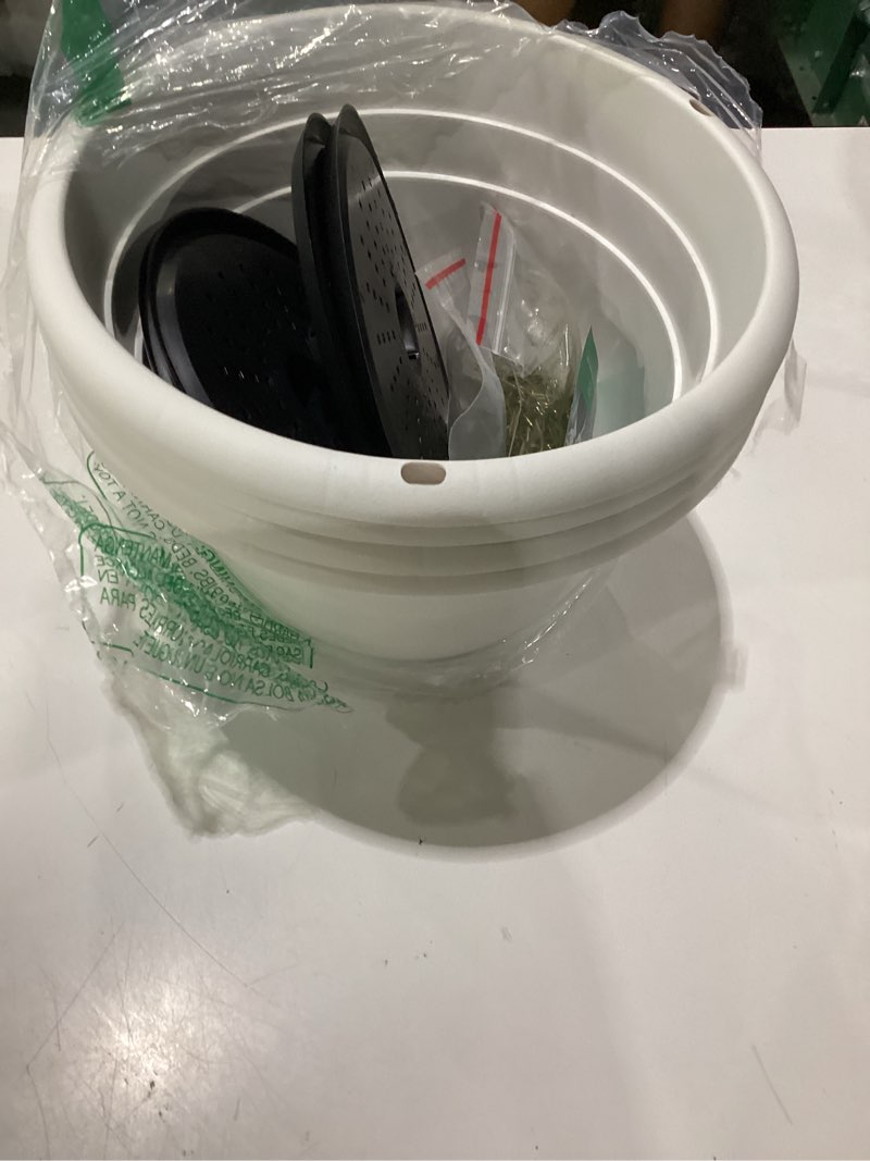 Condition photo showing As Is for rootrimmer hanging planters 10 inch, 4 pcs flower pots with drainage hole, self watering hanging basket for indoor outdoor plants, decor, white white 10 inch-4p
