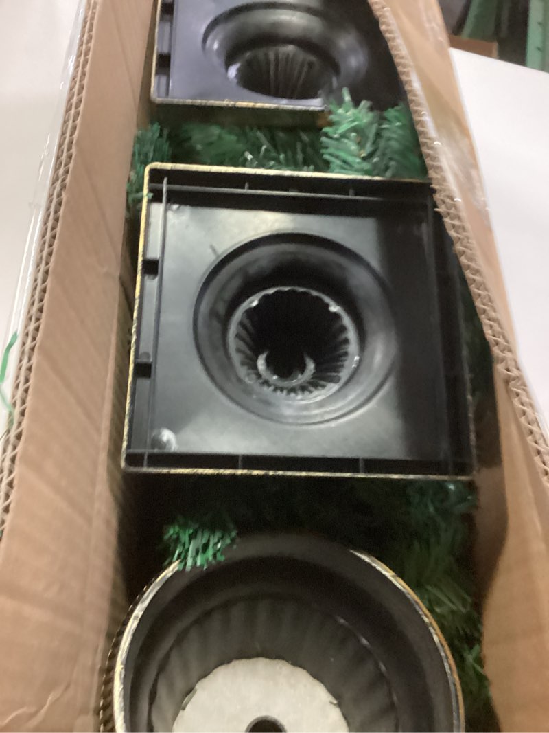 Condition photo showing As Is for Set of 2 Christmas Trees with Lights 4-FT Artificial Urn Potted Porch Christmas Tree Battery Powered with 8 Modes and Timer for Indoor Outdoor Christmas Trees-warm White