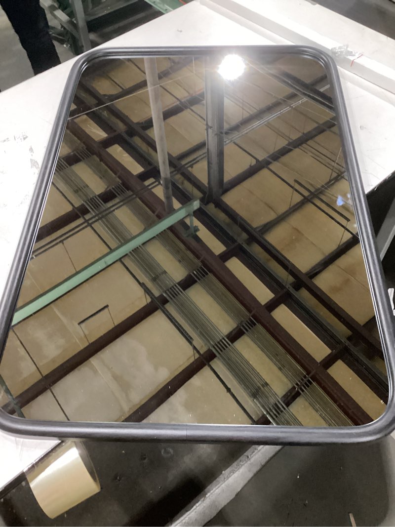 Fun Memories 36"x24" Bathroom Wall Mirror, Rustic Black Wood Grain Frame, Tempered Glass Vanity Mirr