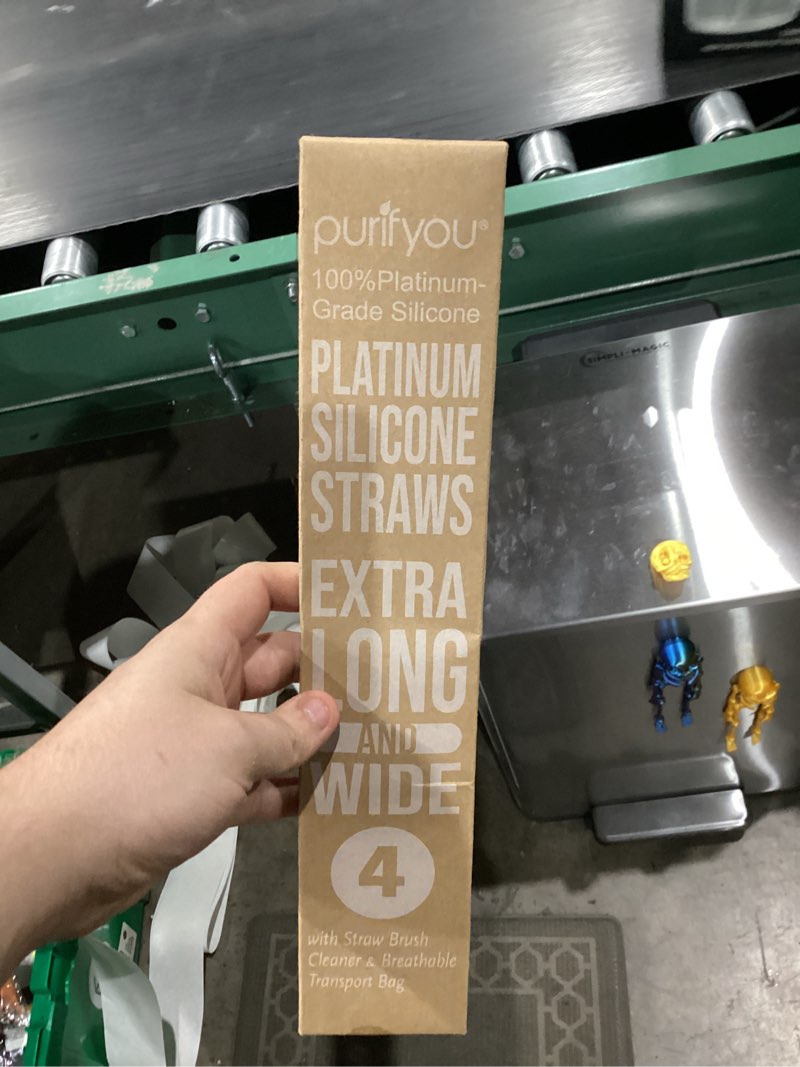 Condition photo showing New/Like New for purifyou Extra Long 14.5" Reusable Silicone Straws with Flexible Tips, Cleaning Brush, & Portable Case - Fits with 40oz Stanley Cups, Tumblers & More (Set of 4) Set of 4 Long and Wide Multicolor