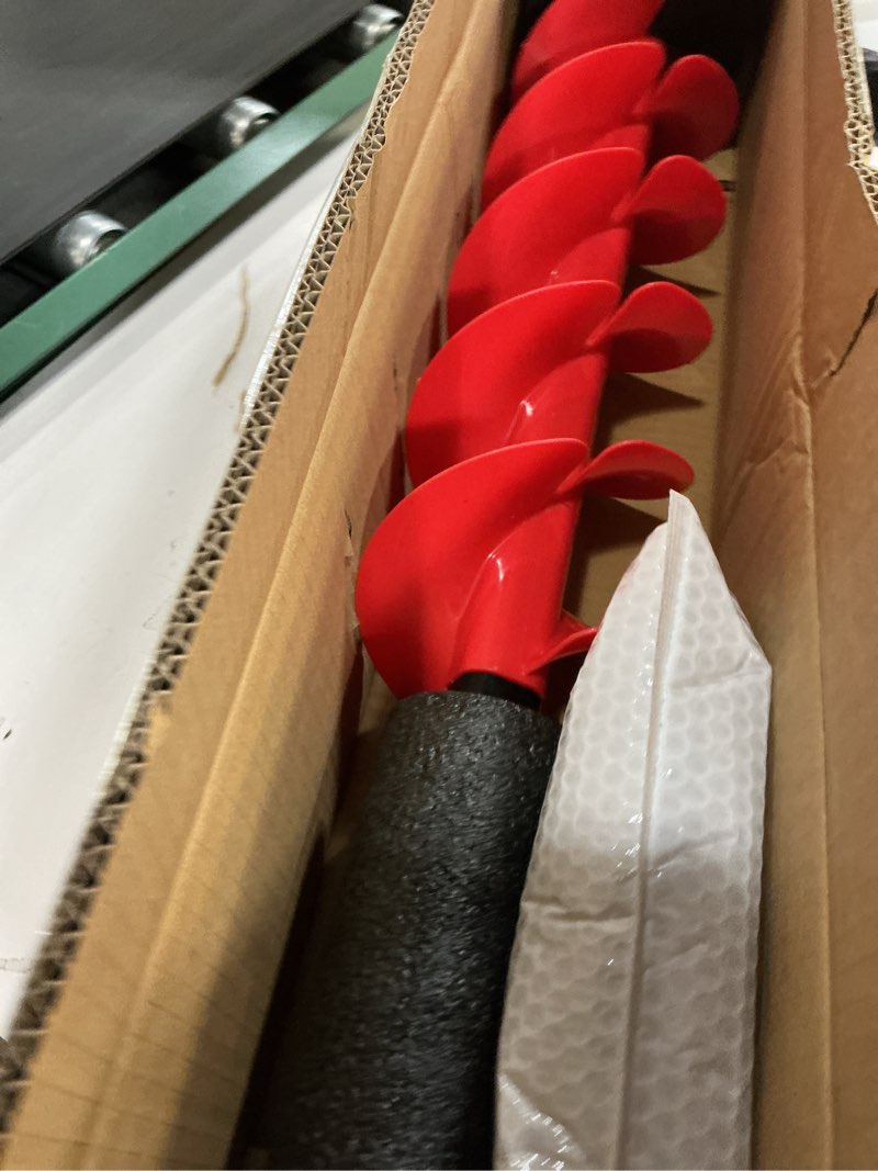 Condition photo showing New/Like New for Lounsweer Ice Auger 6 Inch Floating Rotating Diameter Ice Fishing Auger Drill Bit with 2 Blades Nylon Attachment Convenient Fast Cutting Outdoor Equipment Tool for Deep Waters Fishing red