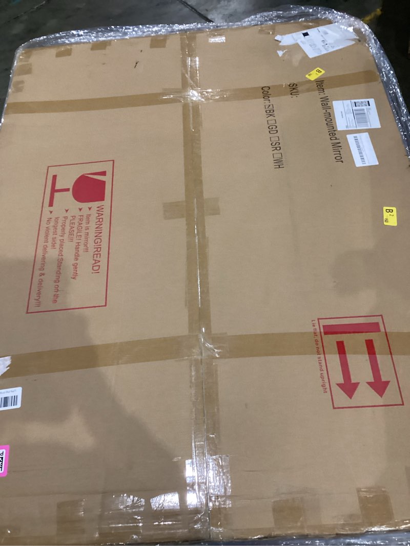 Condition photo showing New/Like New for Koonmi Black Framed Bathroom Mirror - Shatterproof 36"x48" Tempered Glass, HD No Distortion, Horizontal/Vertical Mount, Modern Matte Aluminum Alloy Frame 48"L x 36"W