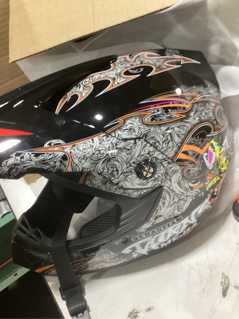Condition photo showing Good Condition for Crash Motocross Full Face Helmet Fashion Adult Motorcycle Off Road Helmets Electric Dirt Bike Racing MTB Mountain Helmet, DOT Approved, with Gloves Goggles Mask,