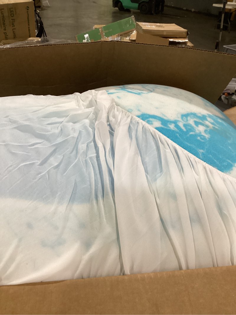Condition photo showing As Is for premium dual layer 4 inch memory foam mattress topper, 2 inch gel memory foam and 2 inch pillow top mattress pad cover for back pain, extra thick comfort support?king 78"x80"? white king