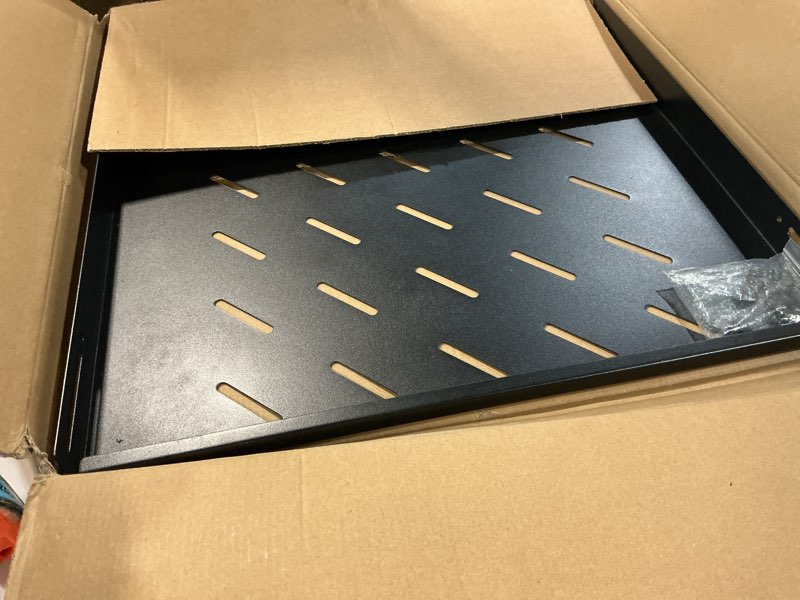 Condition photo showing Good Condition for riveco server rack shelf vented rack mount cantilever tray for 19" network equipment rack & cabinet black