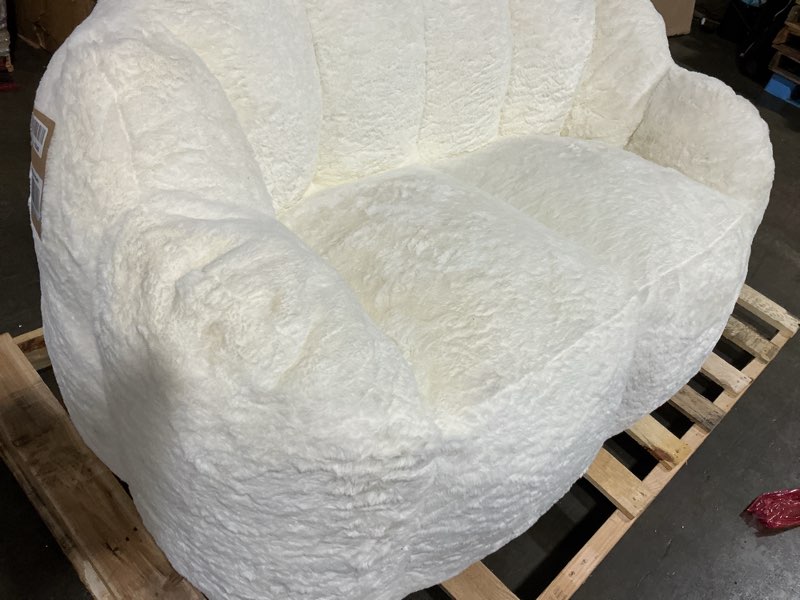 Condition photo showing Good Condition for possibly used maxyoyo bean bag chair for adults, loveseat floral shaped bean bag sofa, ultra soft love seat mini sofa couch, faux fur reading chair for living room bedroom, beige loveseat beige