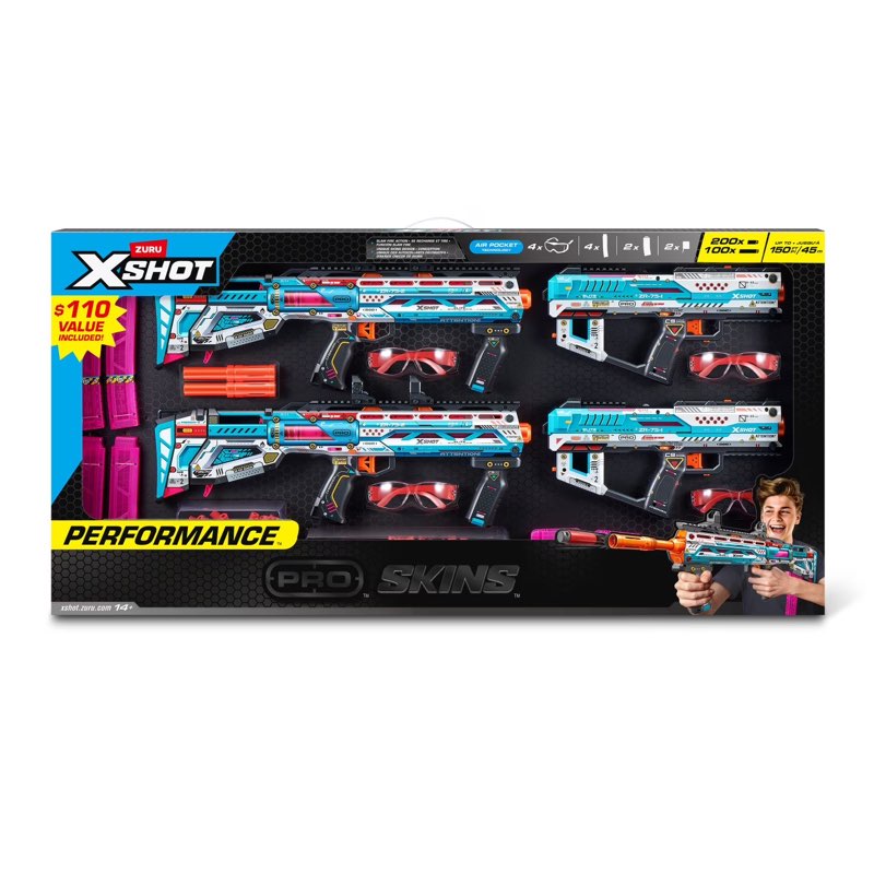 xshot skins pro series fury-x by zuru with 40 darts, air pocket technology darts and dart storage, outdoor toy for boys and girls, teens and adults