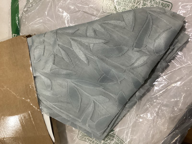 Condition photo showing Good Condition for lecloud leia 2 pcs light grey sheer kitchen curtains 36 inch length, breathable clip textured leaf cafe bedroom voile curtain tiers, dual rod pockets jacquard bathroom bedroom drapes, 40 w x 36 l light grey 40"w x 36"l (pack of 2)
