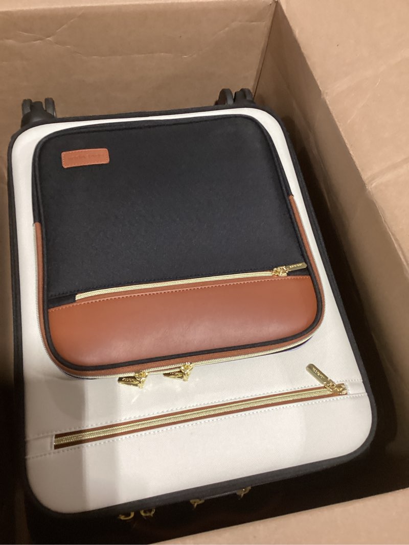 Condition photo showing Good Condition for LOVEVOOK Carry on Suitcase 22x14x9 Airline Approved,20 inch Lightweight Waterproof Suitcases with 360° silent swivel wheels, TSA Lock and Compartment, Large Capacity travel Suitcase Black-White-brown Black-white-brown 20 inch