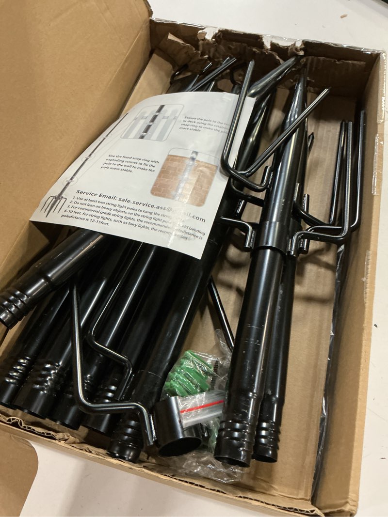 Condition photo showing Good Condition for 10Ft String Light Poles 4 Pack,Light Poles for Outside Lights,Outdoor with Fence Brackets Hanging Lights,Metal Stand Deck Patio Backyard 4 Pack 10Ft String Light Poles