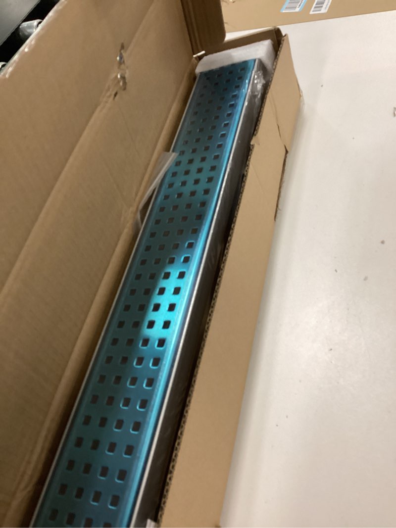 Condition photo showing New/Like New for Shower Drain, Linear Shower Drain 24 Inch(Brushed Nickel),Modern 304 Stainless Steel Shower Floor Drain with Grate Removable, Adjustable Leveling Feet, Rectangular Shower Drain Brushed Nickel 24IN