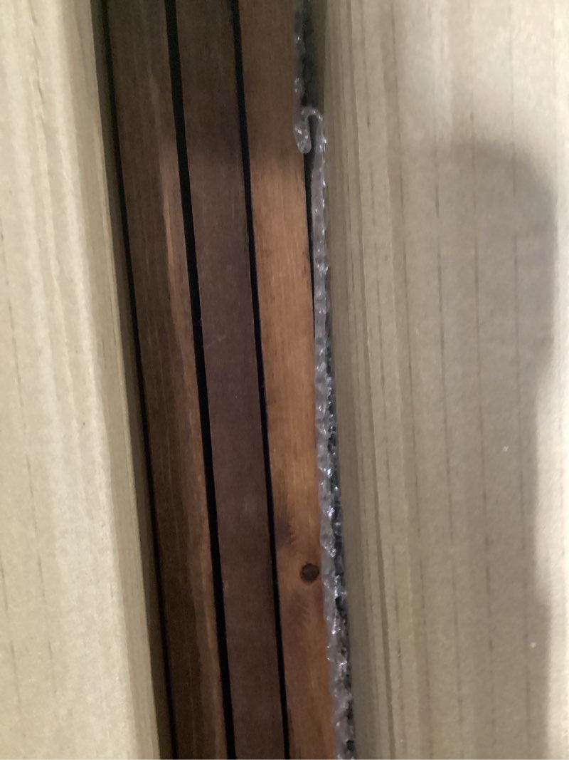 Condition photo showing As Is for 3 Panel Short Room Divider Screen,Brown Freestanding Partition,Small Bamboo Panel Divider for Room Seperation,3.95 FT Tall Brown 3 Panel