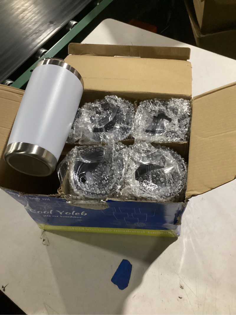 Condition photo showing New/Like New for 20 oz Tumblers Bulk Stainless Steel Tumbler with Lid Double Wall Vacuum Insulated Coffee Mug 20oz Powder Coated Cup for Hot and Cold Drinks (Stainless, 6 pack) Stainless 6