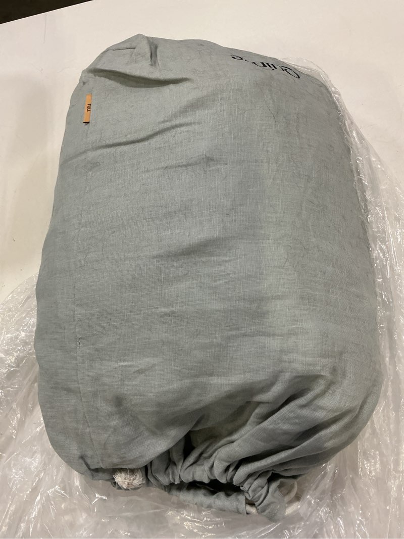 Condition photo showing As Is for quince european linen sheet set, full, mist
