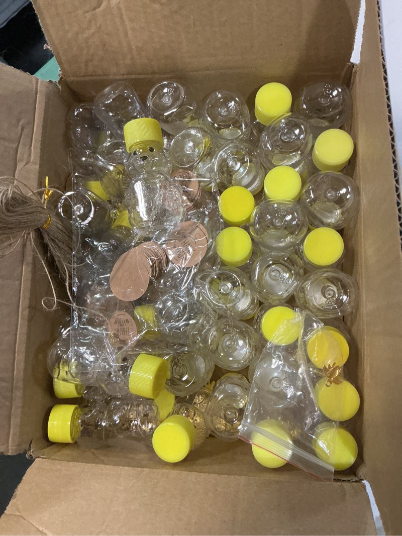 Condition photo showing Good Condition for 45 pack 2 oz plastic honey bear bottles jars with lids | adorable bear design, food-grade pet, easy squeeze, leak-proof cap, perfect for baby showers and party favors 50-set