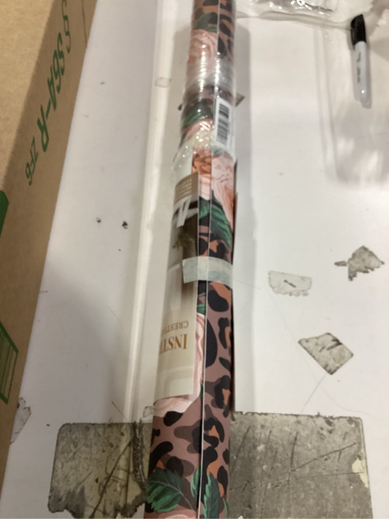 Condition photo showing New/Like New for cre8tive 24"x118" pink leopard peel and stick wallpaper rose floral wallpaper leaf contact paper for girls bedroom self adhesive removable vinyl wall paper for bathroom cabinets drawers liners walls 24"x118" pink, brown, orange, green