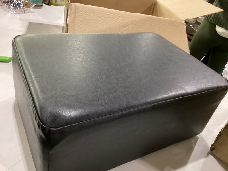 Condition photo showing New/Like New for carolmade small footstool, pu leather step stool, with padded seat sturdy legs rectangular stool, for living room bedroom (black, medium)