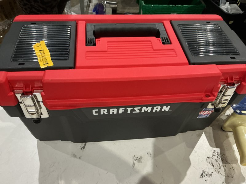 Condition photo showing As Is for craftsman tool box, lockable, 16 in., red/black (cmst16901) 16 inches
