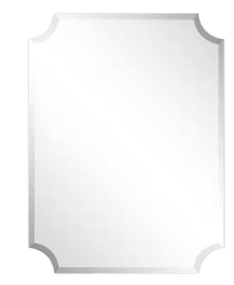 Frameless Rectangle Scalloped Beveled Wall Mirror(Product Width in.30 x Product Height in.40)