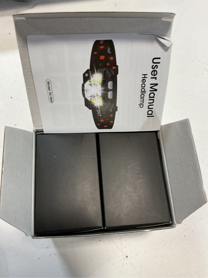 Condition photo showing New/Like New for LHKNL Headlamp Flashlight, Lumen Ultra-Light Bright LED Rechargeable Headlight with White Red Light, 2-Pack Waterproof Motion Sensor Head Lamp,8 Modes for Outdoor Camping Running Hiking Fishing Black 2 Packs