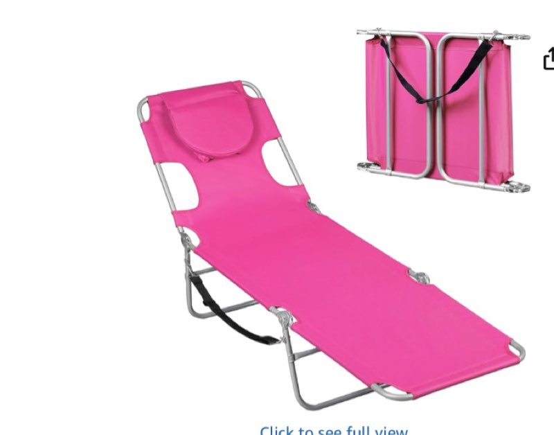 WLIVE Beach Chair for Adults, 4-Position Folding Tanning Chairs with Face Hole, 2 Legs Support Portable Outdoor Chair for Beach, Pool, Pink