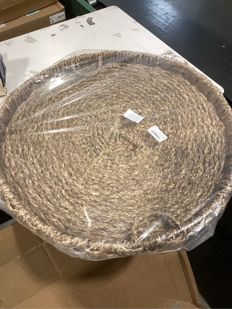 Condition photo showing Good Condition for seeloowy large 27.6 inches rattan round serving tray with handles round braided bankuan basket with 
