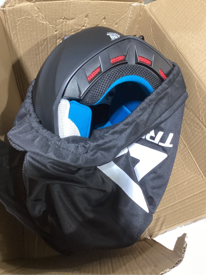 Condition photo showing Good Condition for triangle adult dirt bike helmet full face motorcycle helmets with adjustable goggles & gloves - dot/fmvss-218 certified motocross helmet for off-road atv bmx utv matte black large