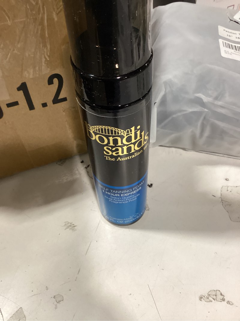 Condition photo showing As Is for bondi sands express self tanning foam, lightweight, fragrance free self-tanner for an even, streak-free tan, 6.76 fl oz