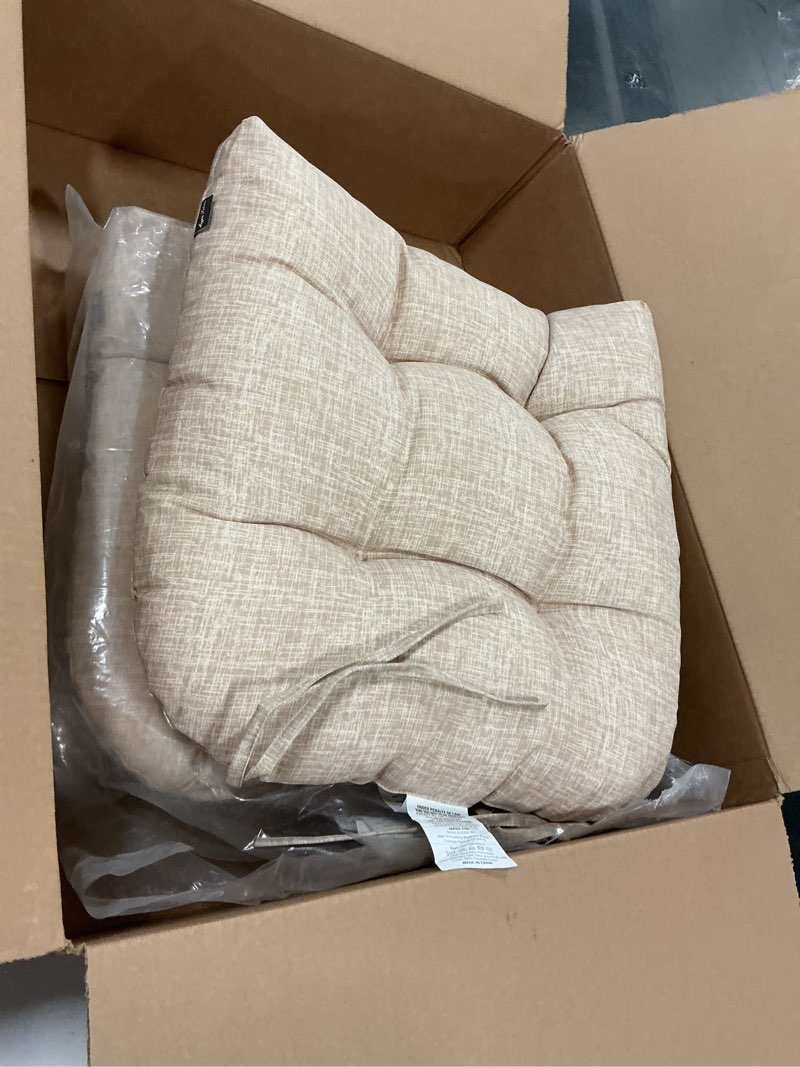 Condition photo showing Good Condition for Patio Cushions with Ties, Tatami Floor Pillow Meditation, Outdoor/Indoor Tufted Seat Cushion Chair Pads Waterproof for Dining Chairs Garden Decoration Balcony Office(19"x19"x5", 2 Pack, Beige Linen)