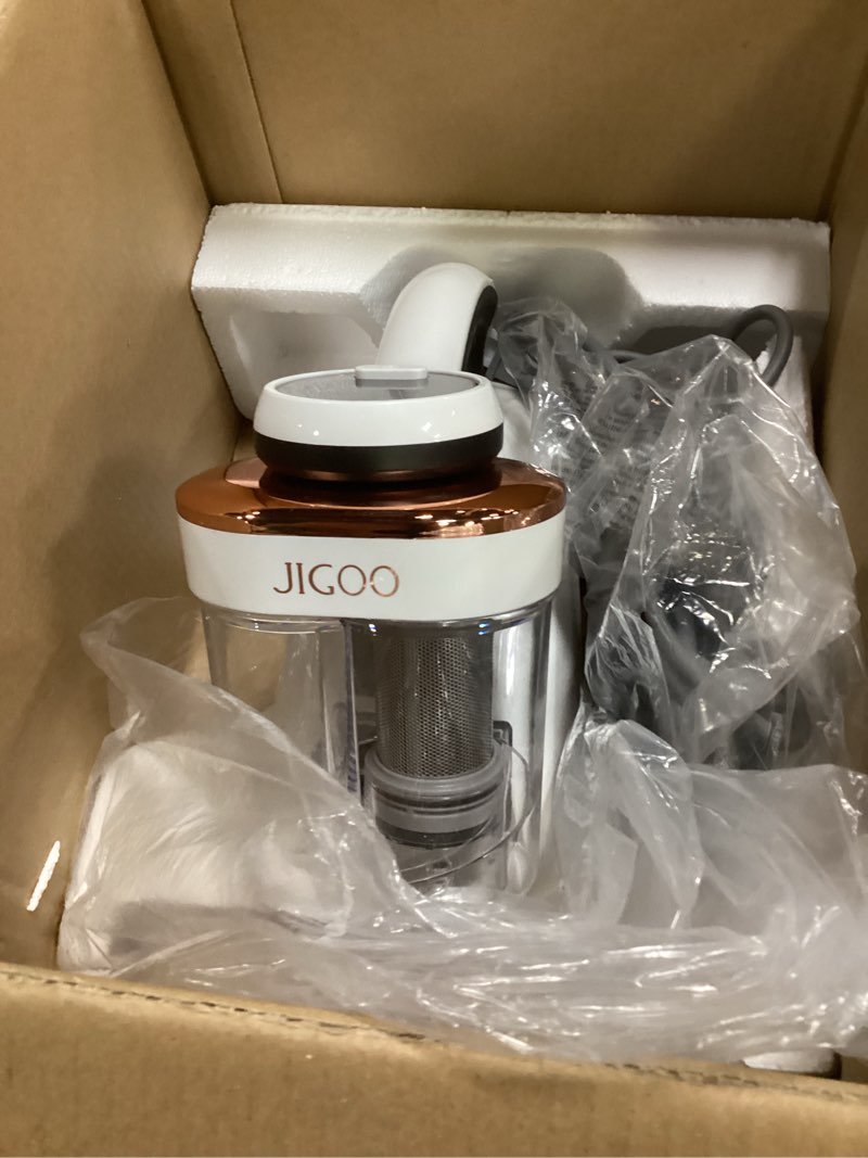 Condition photo showing As Is for JIGOO Bed Vacuum Cleaner with Dust Sensor, Mattress Vacuum Cleaner with UV & Ultrasonic and High Heating, 13Kpa Suction 500W Powerful Double-Cup Handheld Vacuums (J300, Corded) White