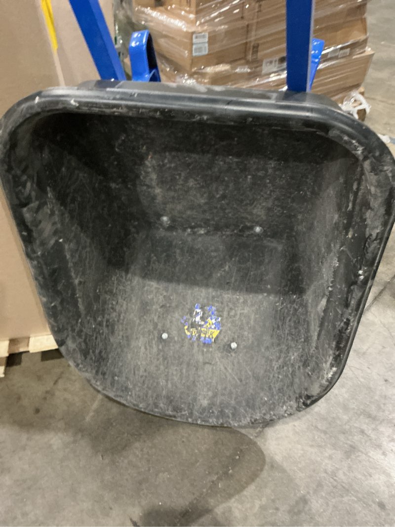 Condition photo showing As Is for kobalt 7-cu ft 2 wheel high-density poly push wheelbarrow