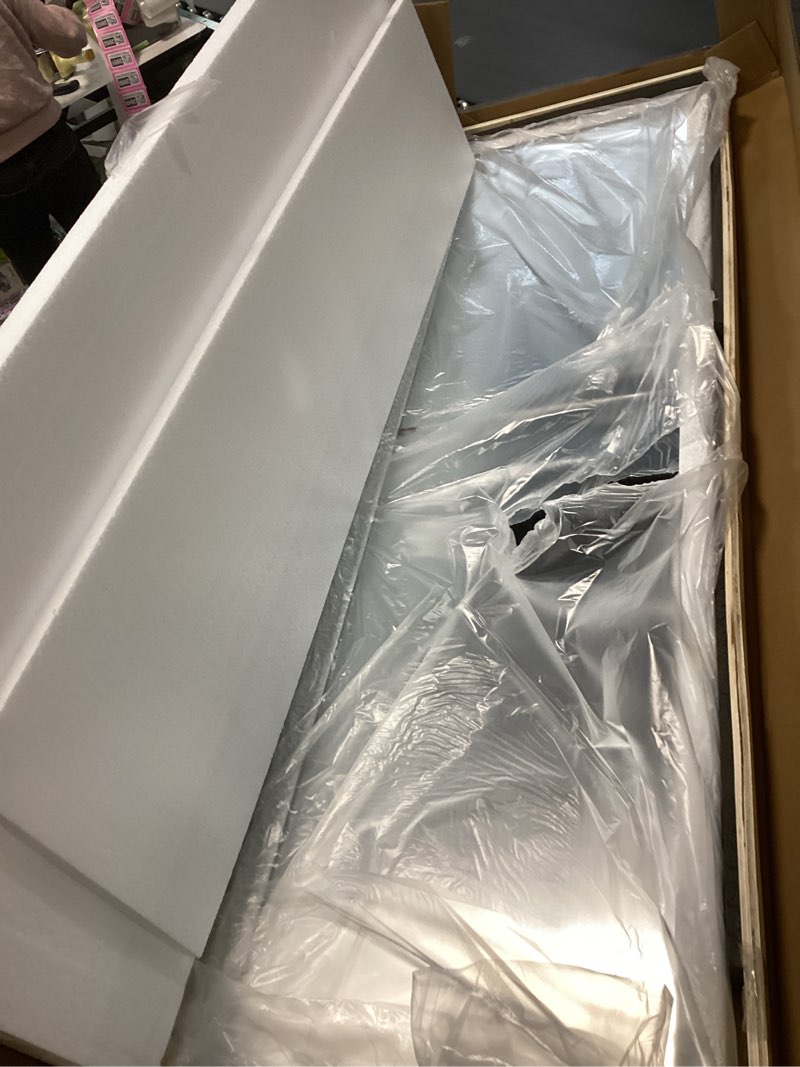 Condition photo showing New/Like New for LFT HUIMEI2Y Door Mirror Full Length, Wall-Mounted Mirror Rectangle Tall with Engraving Frame, Over The Door Hanging Mirror for Bedroom, Living Room, Dressing Room, White 50" x14"